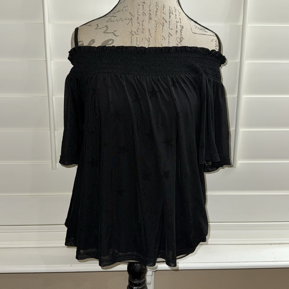Maeve Starry Off the Shoulder Top Black
